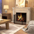 Fireplace spark guard, elegant spark catcher, foldable, coated, black, 96 x 60 cm — view 3