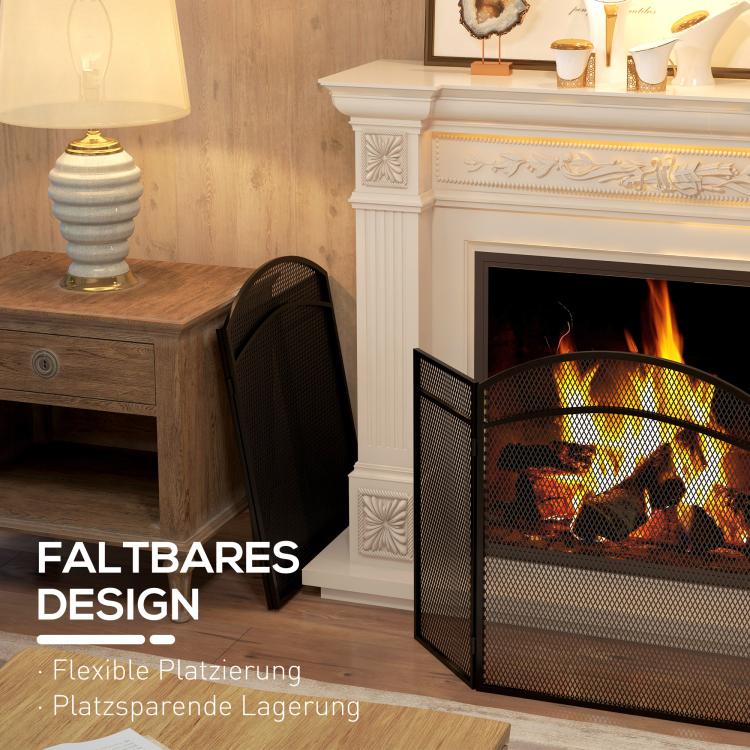 Fireplace spark guard, elegant spark catcher, foldable, coated, black, 96 x 60 cm — view 7