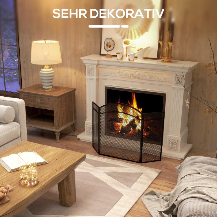 Fireplace spark guard, elegant spark catcher, foldable, coated, black, 96 x 60 cm — view 8