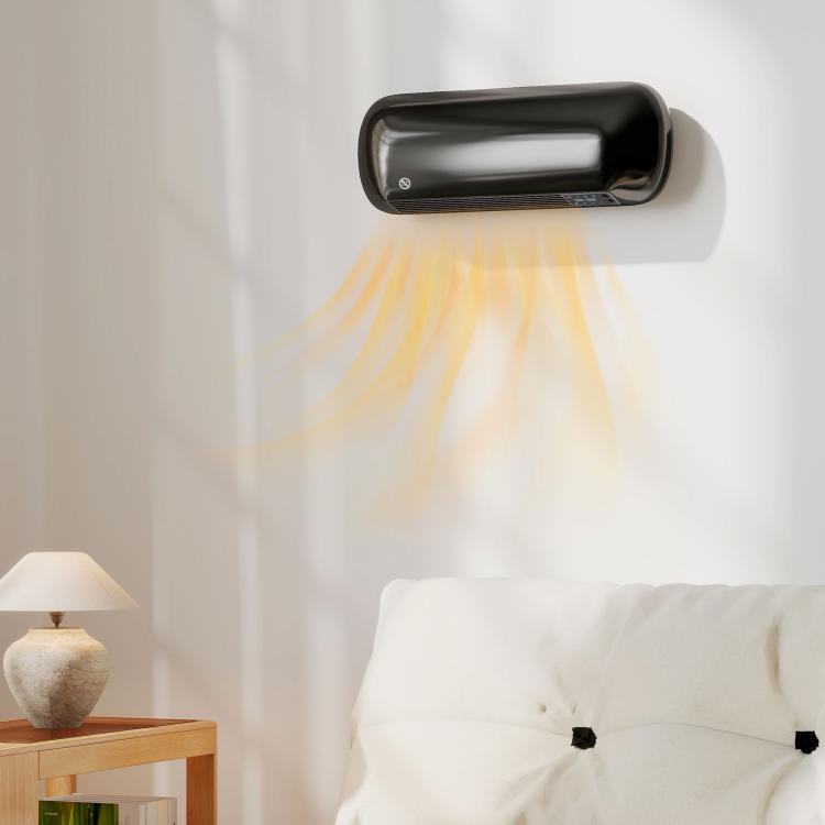 2000W Wall-Mounted Electric Heater with 3 Modes, LED Display, Thermostat, Timer, and Oscillation – Black — view 4