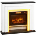 1800W electric fireplace, decorative faux fireplace with RGB LED lights, flame effect, mantel, 105 x 27 x 97 cm, black