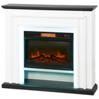 1800W electric fireplace, decorative faux fireplace with RGB LED lights, flame effect, mantel, 105 x 27 x 97 cm, black — view 2