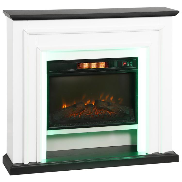 1800W electric fireplace, decorative faux fireplace with RGB LED lights, flame effect, mantel, 105 x 27 x 97 cm, black — view 12