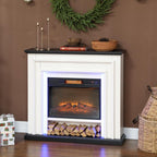 1800W electric fireplace, decorative faux fireplace with RGB LED lights, flame effect, mantel, 105 x 27 x 97 cm, black — view 4