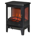 Neo-retro style electric stove fireplace, 900–1800 W, LED flame simulation with adjustable brightness, steel and ABS, black.