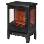 Neo-retro style electric stove fireplace, 900–1800 W, LED flame simulation with adjustable brightness, steel and ABS, black.