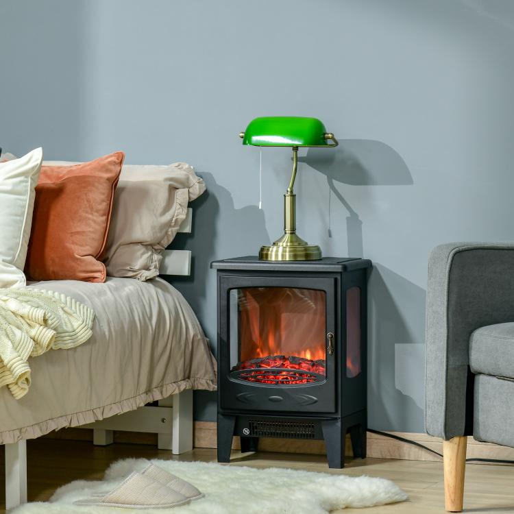 Neo-retro style electric stove fireplace, 900–1800 W, LED flame simulation with adjustable brightness, steel and ABS, black. — view 4