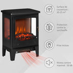 Neo-retro style electric stove fireplace, 900–1800 W, LED flame simulation with adjustable brightness, steel and ABS, black. — view 8