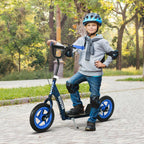 Kids Scooter with Adjustable Handlebar, Kids Kick Scooter with Non-slip Footplate, Rear Brake, 12 inch EVA Wheels, Blue