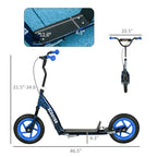 Kids Scooter with Adjustable Handlebar, Kids Kick Scooter with Non-slip Footplate, Rear Brake, 12 inch EVA Wheels, Blue