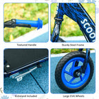 Kids Scooter with Adjustable Handlebar, Kids Kick Scooter with Non-slip Footplate, Rear Brake, 12 inch EVA Wheels, Blue