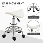 PU Leather Adjustable Stool, Rolling Saddle Stool with Wheels for Massage, Spa, Clinic, Beauty and Tattoo, White — view 8