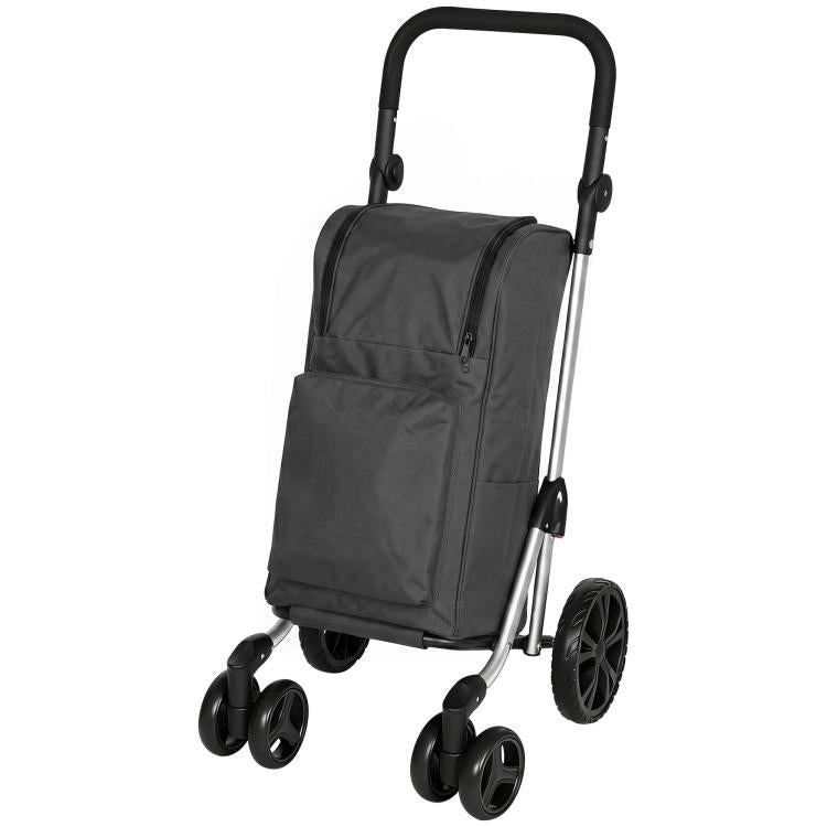 Foldable Shopping Trolley with Cooler Compartment, 6 Wheels, 46L, Dark Grey