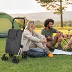 Foldable Shopping Trolley with Cooler Compartment, 6 Wheels, 46L, Dark Grey