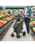 Foldable Shopping Trolley with Cooler Compartment, 6 Wheels, 46L, Dark Grey