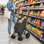 Foldable Shopping Trolley with Cooler Compartment, 6 Wheels, 46L, Dark Grey