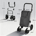 Foldable Shopping Trolley with Cooler Compartment, 6 Wheels, 46L, Dark Grey