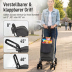 Foldable Shopping Trolley with Cooler Compartment, 6 Wheels, 46L, Dark Grey