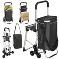 3-in-1 Foldable Shopping Trolley with Seat, 40L Capacity, Dark Grey