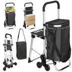 3-in-1 Foldable Shopping Trolley with Seat, 40L Capacity, Dark Grey