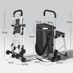 3-in-1 Foldable Shopping Trolley with Seat, 40L Capacity, Dark Grey