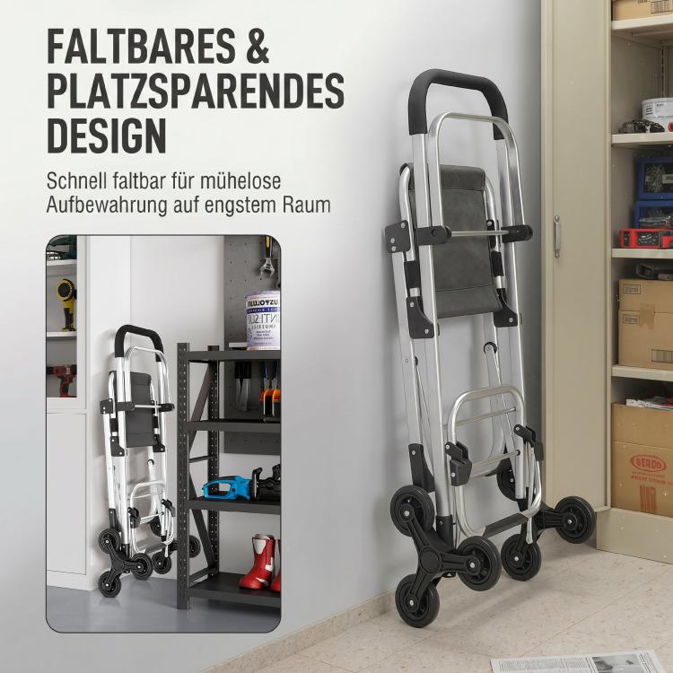 3-in-1 Foldable Shopping Trolley with Seat, 40L Capacity, Dark Grey