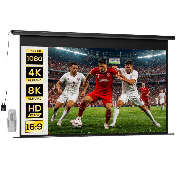Electric Projector Screen 266 x 149 cm 16:9, Black Metal