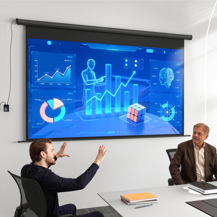 Electric Projector Screen 266 x 149 cm 16:9, Black Metal
