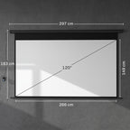 Electric Projector Screen 266 x 149 cm 16:9, Black Metal