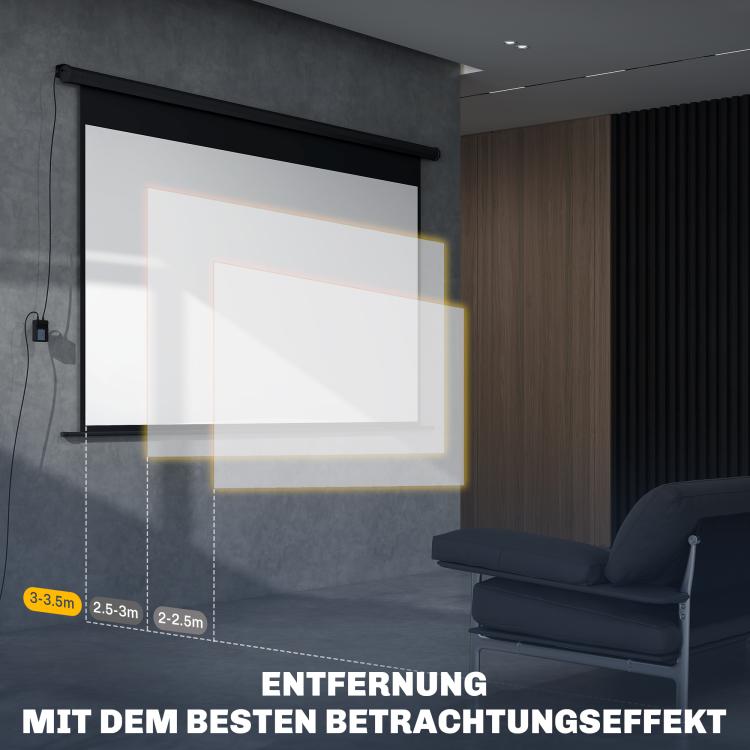 Electric Projector Screen 266 x 149 cm 16:9, Black Metal