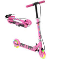 Scooter for Children Aged 3–8 with Light-Up Wheels, Adjustable Handlebar, and Rear Brake, Pink
