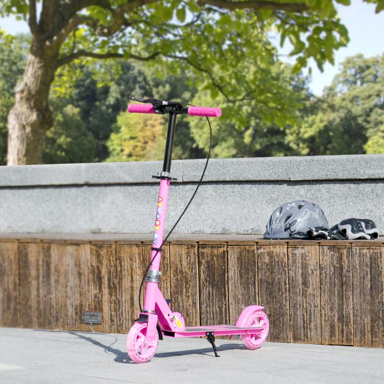 Scooter for Children Aged 3–8 with Light-Up Wheels, Adjustable Handlebar, and Rear Brake, Pink