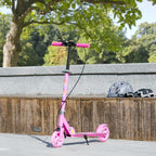 Scooter for Children Aged 3–8 with Light-Up Wheels, Adjustable Handlebar, and Rear Brake, Pink