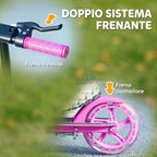Scooter for Children Aged 3–8 with Light-Up Wheels, Adjustable Handlebar, and Rear Brake, Pink