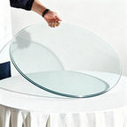 Separate round tabletop made of tempered glass – 76 cm diameter, 0.72 cm thick; durable and space-saving.No assembly required.Suitable for the kitchen, living room, dining area, and more.