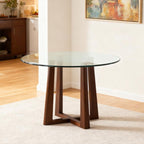 Separate round tabletop made of tempered glass – 76 cm diameter, 0.72 cm thick; durable and space-saving.No assembly required.Suitable for the kitchen, living room, dining area, and more.