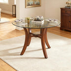 Separate round tabletop made of tempered glass – 76 cm diameter, 0.72 cm thick; durable and space-saving.No assembly required.Suitable for the kitchen, living room, dining area, and more.