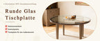 Separate round tabletop made of tempered glass – 76 cm diameter, 0.72 cm thick; durable and space-saving.No assembly required.Suitable for the kitchen, living room, dining area, and more.