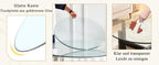 Separate round tabletop made of tempered glass – 76 cm diameter, 0.72 cm thick; durable and space-saving.No assembly required.Suitable for the kitchen, living room, dining area, and more.
