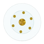 Tabletop.Two-tier, rotating round glass top.The diameter of the upper glass section is 61 cm, and the lower is 38 cm.The rotating design makes it easier to pick up and set down items.