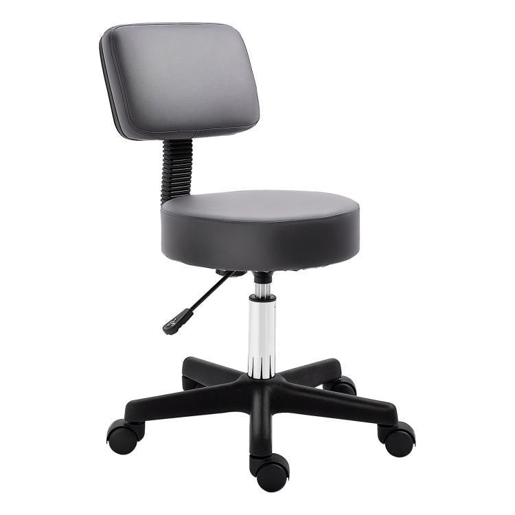 Beauticians Swivel Salon Chair w/ Padded Seat Back 5 Wheels Adjustable Height Salon Hairdressers Tattoo Spa Rolling Cushion Professional 35cm Grey