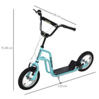 Stunt Scooter, Kids Scooter, 12 feet Rubber Tyre Kick Scooter with Adjustable Handlebar, Dual Brakes, Blue