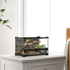 Reptile Glass Terrarium with Stone Background, Front Ventilation, Escape-Proof Knob Lock, 30 x 20 x 20 cm, Black — view 4