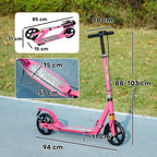 Kids Scooter with Four-Level Adjustable Handlebar, Dual Brake System, 200mm Wheels, ABEC-7 Bearings, Pink