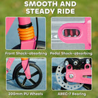 Kids Scooter with Four-Level Adjustable Handlebar, Dual Brake System, 200mm Wheels, ABEC-7 Bearings, Pink