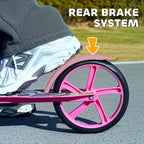 Foldable Kids Scooter with Adjustable Handlebar, 200mm Big Wheel, Rear Fender Brake, for Ages 6-12 Years, Pink