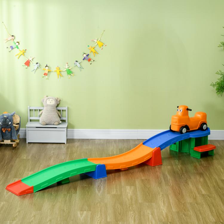 3(m) Four-Piece Ride on Kids Roller Coaster w/ Non-Slip Steps, for Ages 2-5 Years - Multicoloured