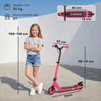 Electric Scooter for Kids 6+, Foldable E Scooter, Up to 8 KM/H, Maximum Range 6 KM, Adjustable Height, Pink