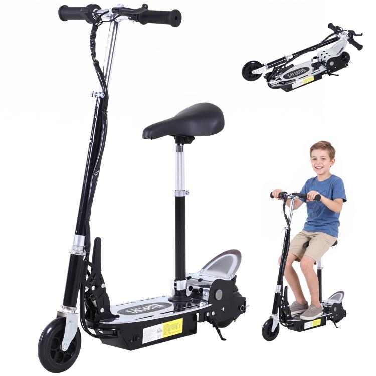 Foldable Powered Scooter with Adjustable Seat, Brake, Black