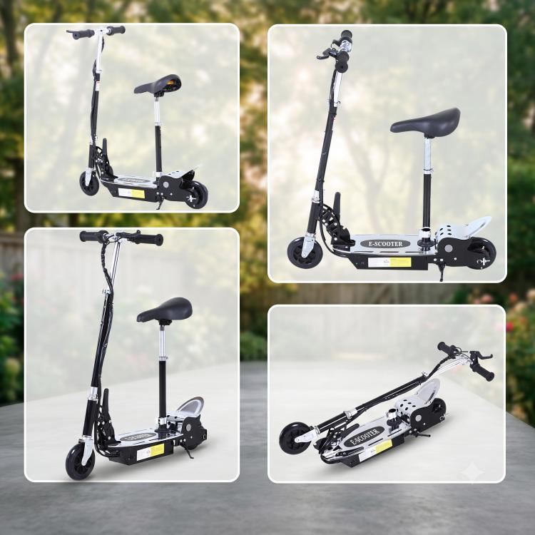 Foldable Powered Scooter with Adjustable Seat, Brake, Black